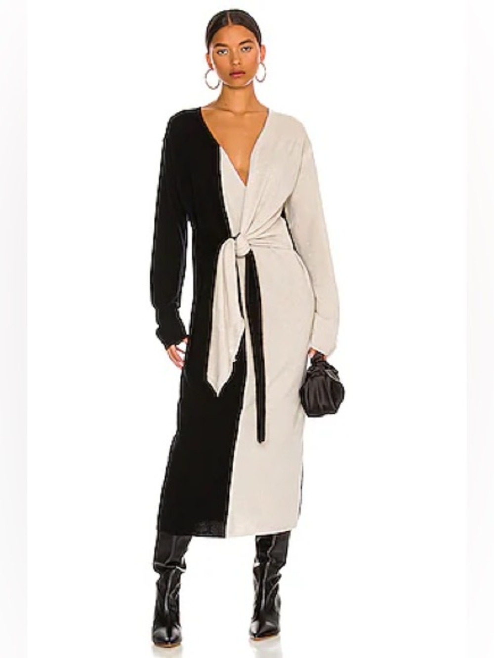 MES DEMOISELLES Color Block Cashmere Sweater Midi Dress Size Medium
